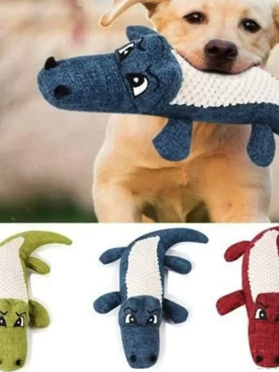 Pet Dog Toy Linen Plush Crocodile Animal Toy Dog Chew Squeaky Noise Toy Cleaning Teeth Supplies Toy Tough Interactive Doll