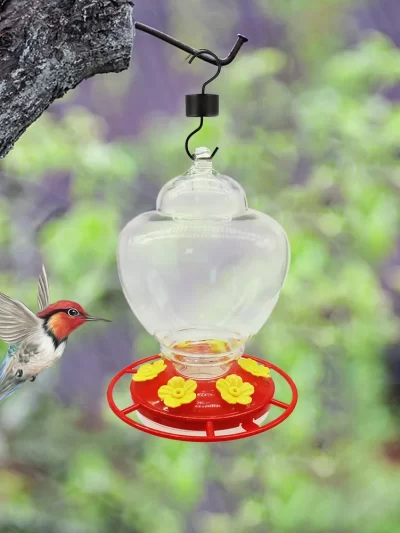 Garden Yard Decoration Practical Bird Feeder Cage Feeder Bottle Hanging Hook Flower Hummingbird Feeder Drinker