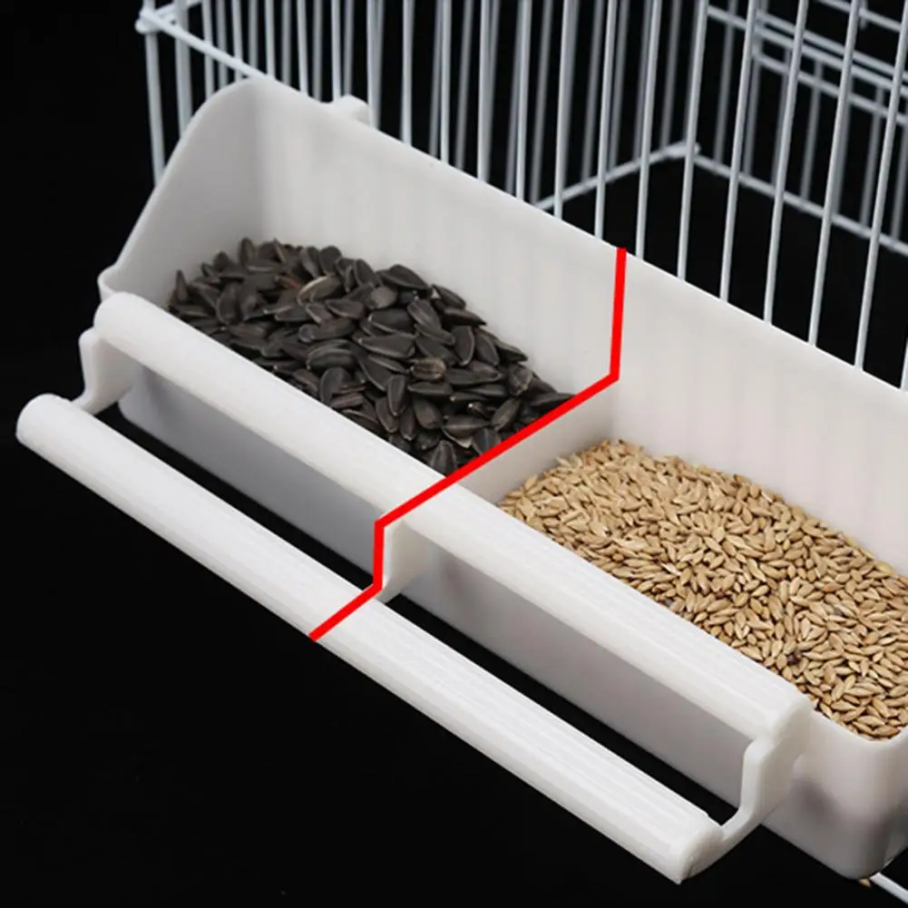 Bird Trough Pet Water Food Dispenser with Perch Stick 2 Compartments Feeding Dish Parrot Feeder Pet Hanging Feeding Container - Image 4
