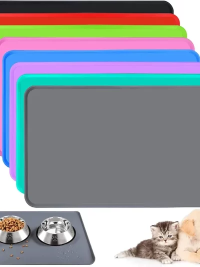 Pet Supplies Silicone Dog Bowl Mat with High Lips Non-Stick Waterproof Food Feeding Pad Puppy Feeder Tray Water Cushion Placemat