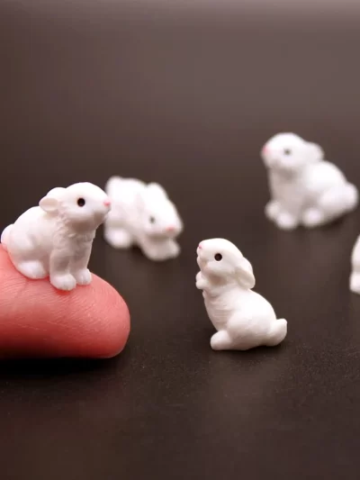 5/10pcs Mini Resin Rabbit Figurines, Farm Animal Miniature Fairy Garden Micro Landscape Ornament, DIY Craft Decoration