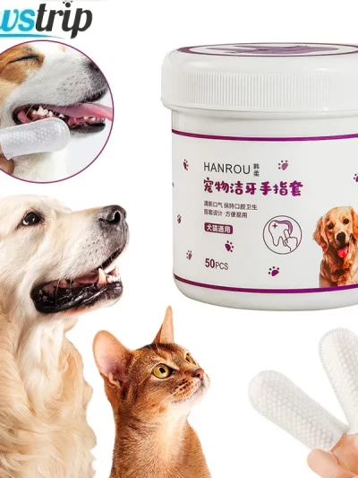 Pet Teeth Cleaning Finger Wipes for cat dog Ear Eyes Wipes Pads Tear Stain Food-Grade Effective Finger Toothbrush Pet Supplies