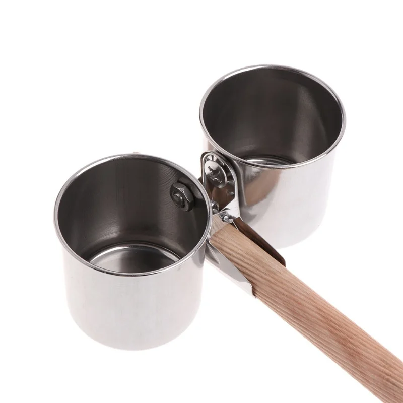 Stainless Steel Birds Parrot Feeder Round Aviary Pet Food Water Feeding Bowl