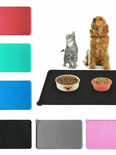 Pet Supplies Silicone Dog Bowl Mat with High Lips Non-Stick Waterproof Food Feeding Pad Puppy Feeder Tray Water Cushion Placemat
