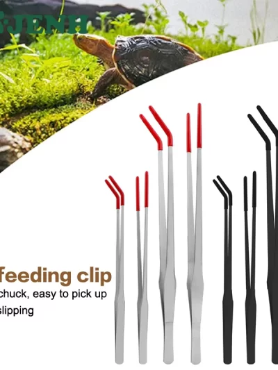 Stainless Steel Reptile Feeding Tongs With Rubber Tips Aquarium Aquarium Straight And Curved Tweezers Pet Feeding Accessories