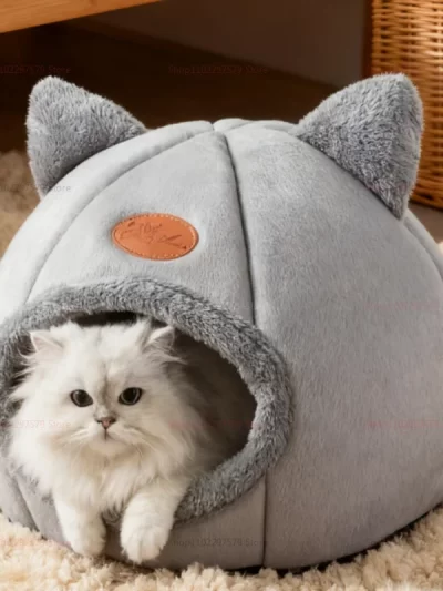 Warm Pet House For Cats And Small Dogs Semi Enclosed Kennel All-Season Comfortable Shelter Small Medium Sized Dog Bed Indoor