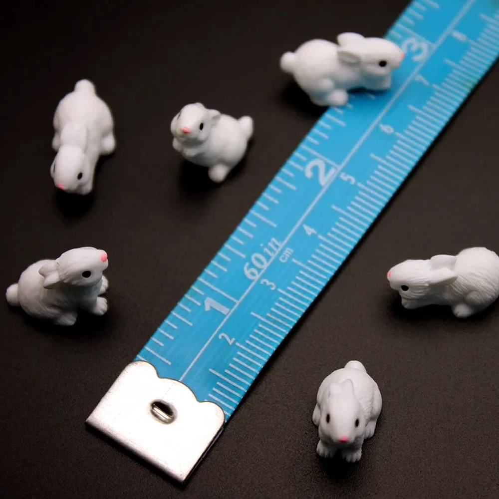 5/10pcs Mini Resin Rabbit Figurines, Farm Animal Miniature Fairy Garden Micro Landscape Ornament, DIY Craft Decoration - Image 4