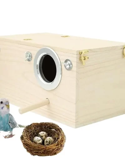 Parakeet Nest Box Wood Parrot Breeding Nest Cage House Nesting Boxes For Birds With Perch Stand Bird Cage Mating Box For Budgie