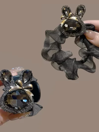 Rhinestone rabbit scrunchie Premium hair cord High elastic elastic hair cord