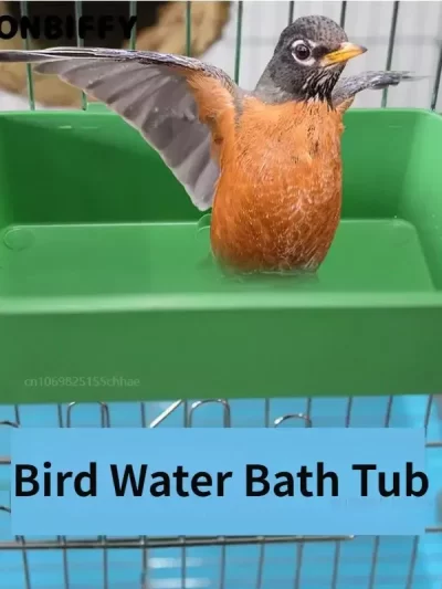 Bird Water Bath Tub Pet Bird Bowl Parrots Parakeet Birdbath Cage Hanging Small Parrot Cage Pet Bird Food Tray Accessories