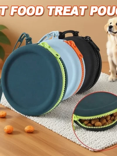 1Pc Pet Supplies Silicone Dog Food Bag Outdoor Training Dog Training Dog Treat Training Pouch Waterproof Dog Snack Training Bag