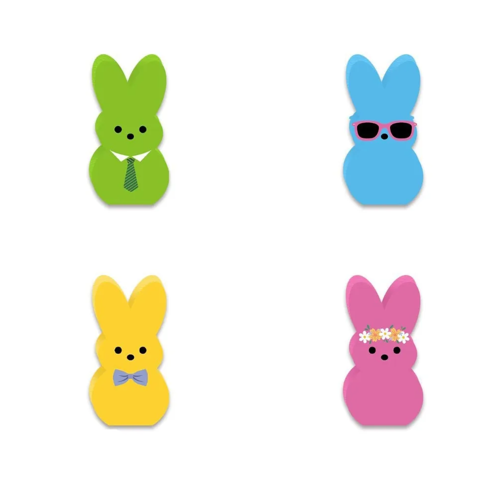 Rabbit Shape Easter Bunny Wood Signs Handmade Cartoon Colorful Rabbit Decoration Wooden Cute Home Table Decor Easter Decoration - Image 7