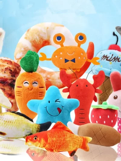 1Pc Pet toys Fruit Animals Cartoon Dog Toys Stuffed Squeaking Pet Toy Cute Plush Puzzle for Dogs Cat Chew Squeaker Squeaky Toy