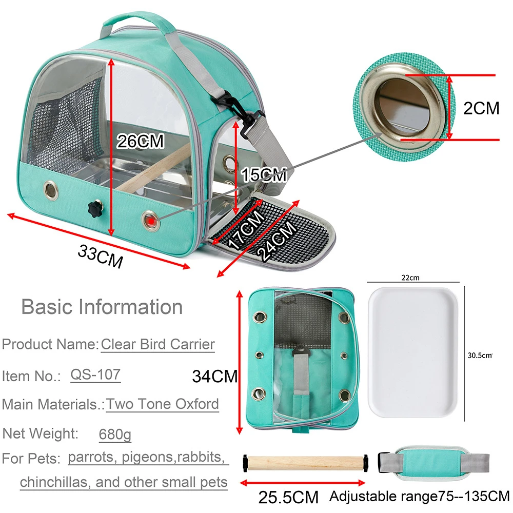 Portable Pet Bird Cage Parrot Nest Foldable Fashion Print Crossbody Hamster Bag Thick Transparent PVC Oxford Cloth Bird House - Image 2