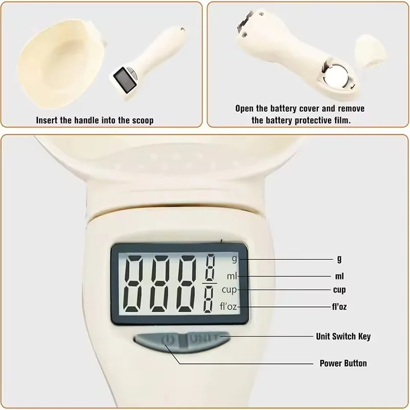 Pet Food Measuring Spoon Scale LCD Electronic Weighing Tool Dog Cat Feeding Food Measuring Spoon Digital Display Kitchen Scale - Image 4