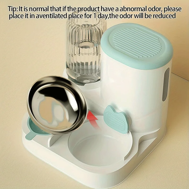 2 In1 Automatic Pet Water Fountain Pet Food Dispenser Set with Stainless Steel Bowls Self-Feeding/Watering for Indoor Cats - Image 3