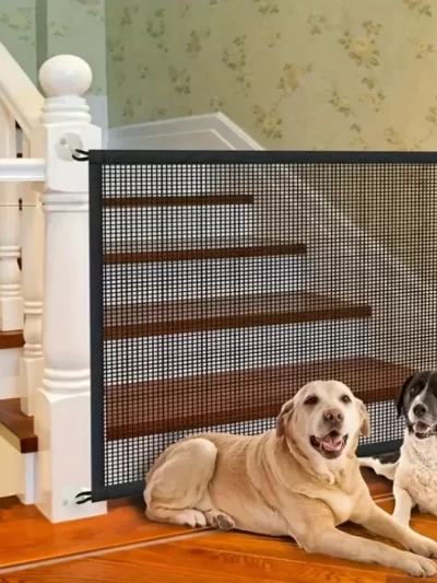Multi-functional Pet Safety Gate: Easy Installation Foldable Mesh Fence, Indoor & Outdoor Ventilated Barrier for Home Pet Manage