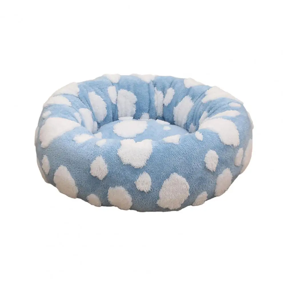 Round Dog Bed with Raised Edges Plush Round Donut Cat Nest with Anti-slip Bottom Cozy Pet Bed for Small Dogs for Warmth for Cats - Image 12