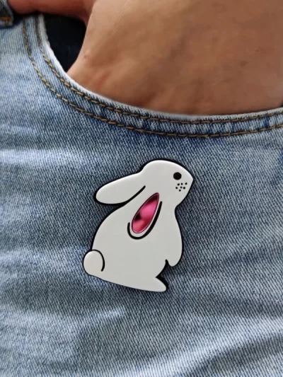 KUGUYS Big Rabbit Brooch for Women Girls Pink Ear Acrylic Jewelry Kawaii Accessories