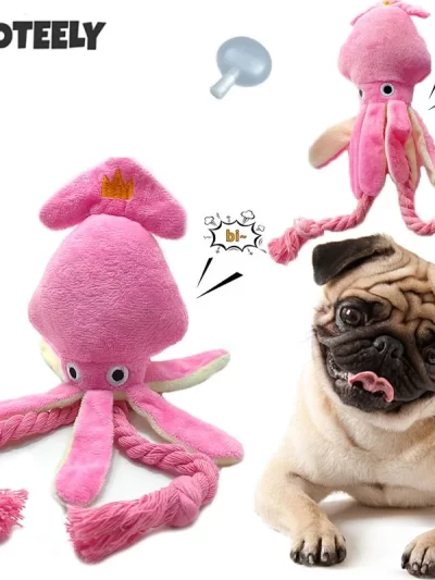 Pet Plush Toy for Small Large Dogs Cats Molar Training Squeaky Toys Octopus Shape Interactive Cotton Rope Toy Dog Accessories