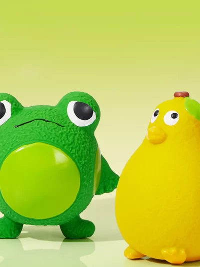 New Dog Toys - Latex Grumpy Frog & Yellow Duck, Squeaky, Teething, Stress-Relief, Interactive Pet Toys for Chewing & Bonding,