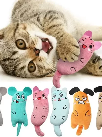Cute Cat Toys Funny Interactive Plush Cat Toy Mini Teeth Grinding Catnip Toys Kitten Chewing Squeaky Toy Pets Accessories