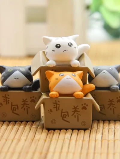 4pcs Mini Cat Accessories, Garden Kitten Statues, Home Decoration Gifts, Decorative Toys, Mini Statues