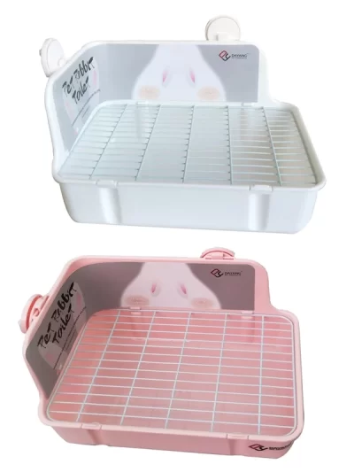 Rabbit Litter Box Toilet for Small Animal Corner Litter Pan Bunny Potty Trainer