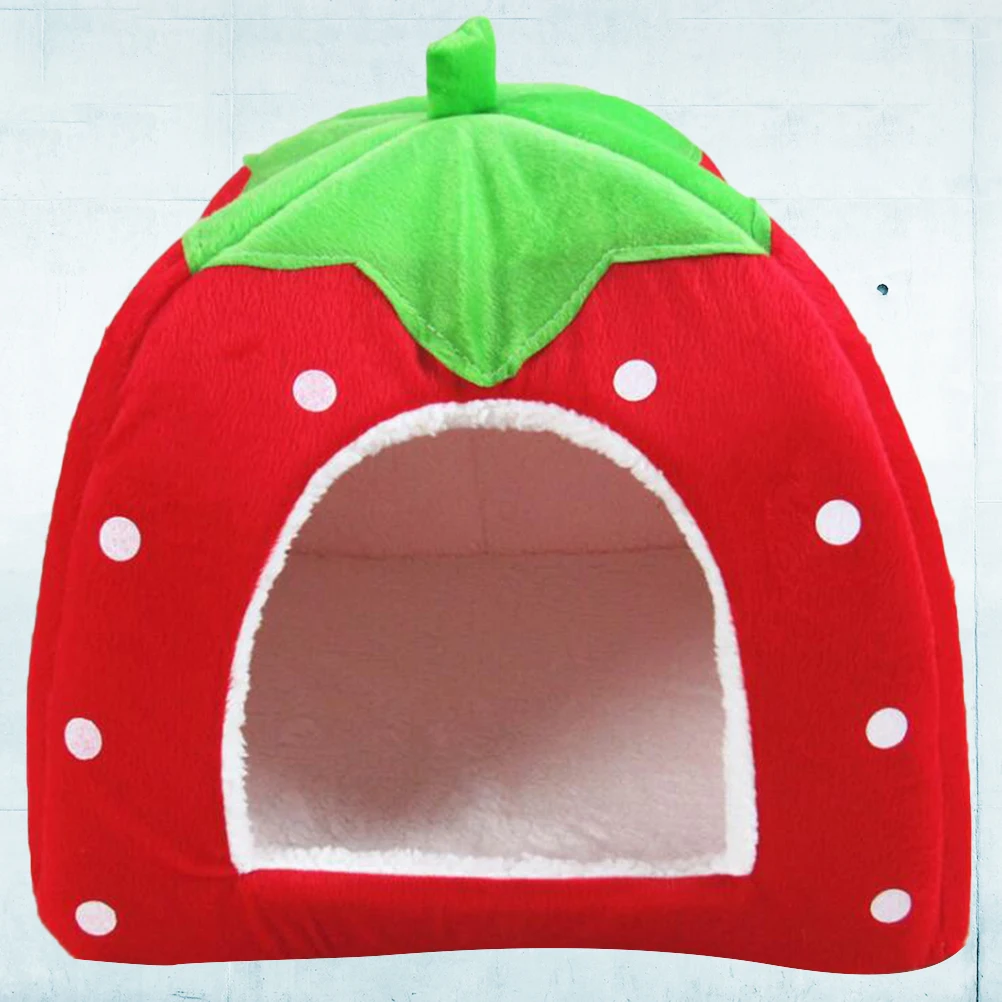 Foldable Pet House Strawberry Cat Bed Portable Entrance Pet Puppy Cave Sofa Cat Tent Sleeping Bed for Cats Dog - Image 9