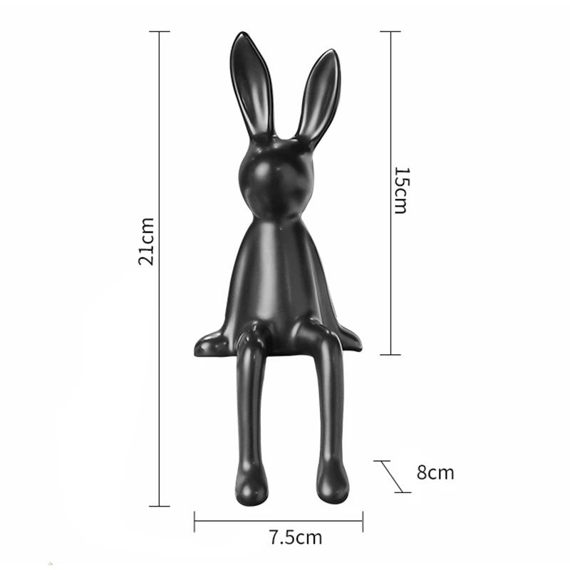 Cute Rabbit Sitting Position Figurines Ceramics Desktop Decoration Crafts Living Room TV Stand Bookcase Warm Home Decorations - Image 6