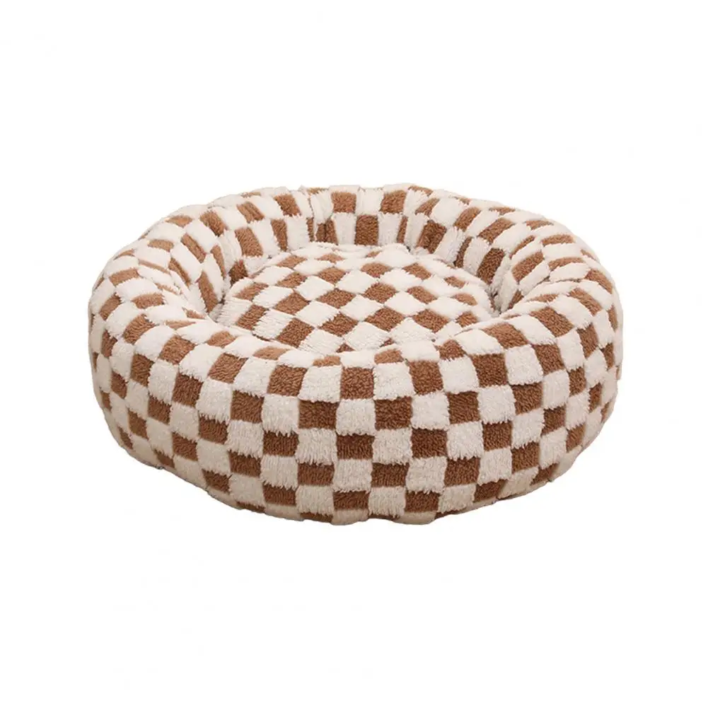 Round Dog Bed with Raised Edges Plush Round Donut Cat Nest with Anti-slip Bottom Cozy Pet Bed for Small Dogs for Warmth for Cats - Image 11