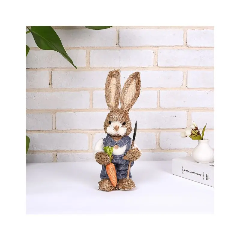 367A Cute Straw Rabbit Bunny Easter Decorations Holiday Home Garden Wedding Ornament Photo Props Crafts - Image 10