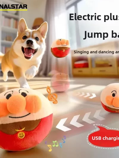 New Dog Toys Interactive Puzzle Electric Plush Jumping Ball USB Rechargeable Clown Cartoon Dog Training Toy Piggy Pet Product