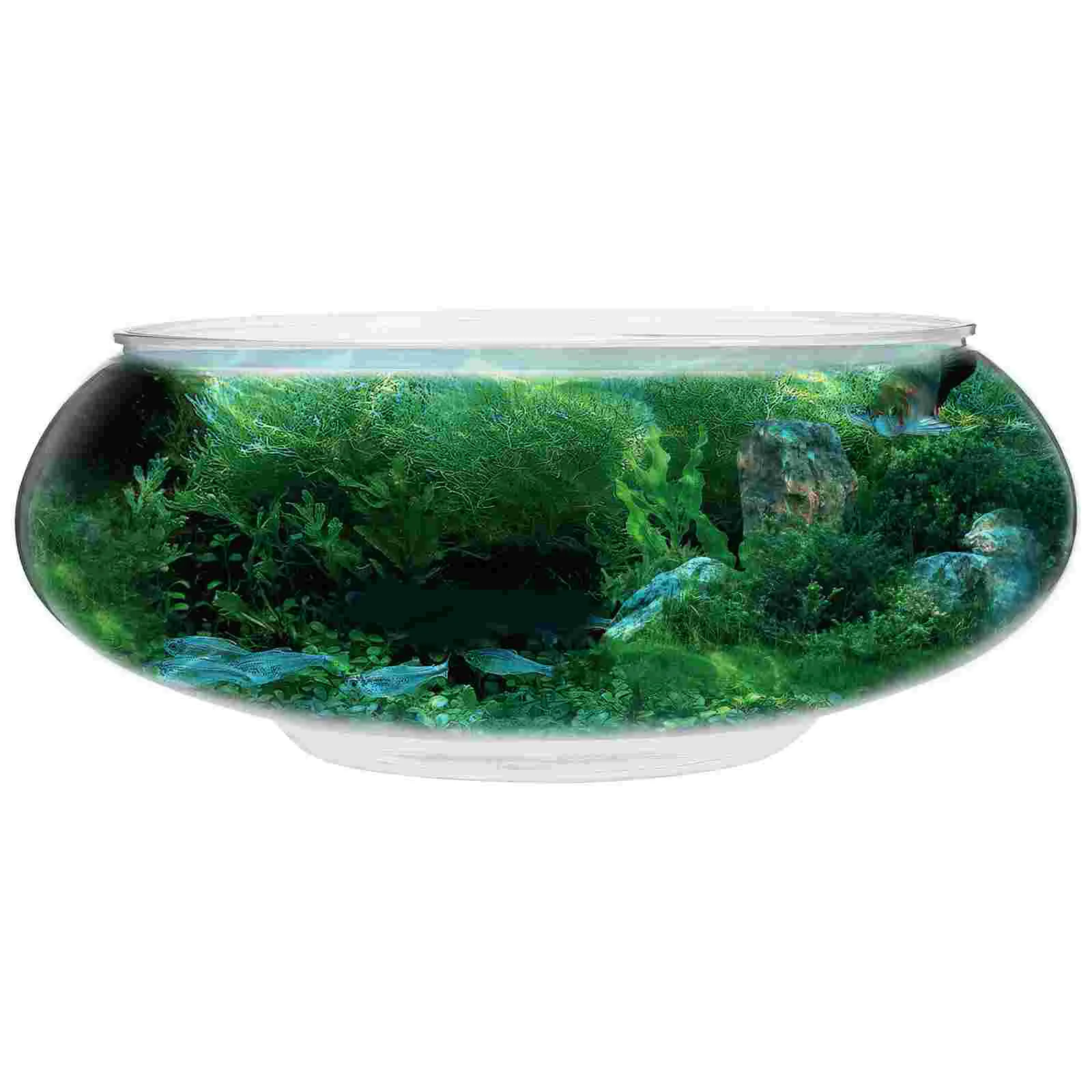 2800Ml Transparent Delicate Fish Tank Desktop Aquarium Tank Plant Decor Plastic Betta Tank Office Home Decorative Fish Container