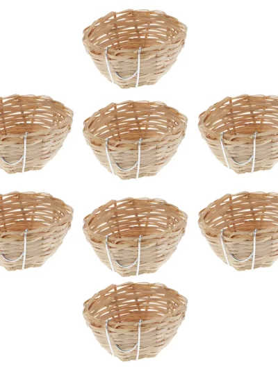 8 Pcs Bamboo Weaving Bird Nest Hanging Handmade Parrot House Durable Outdoor Cage Nests For Birds Pet Products Shelter