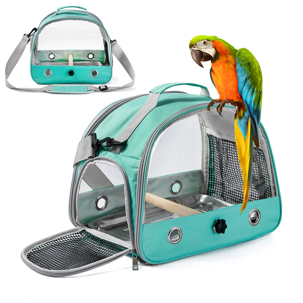 Portable Pet Bird Cage Parrot Nest Foldable Fashion Print Crossbody Hamster Bag Thick Transparent PVC Oxford Cloth Bird House - Image 10