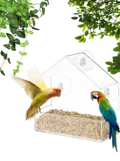 A19F-Wall Plastic Birdcage Transparent Small Pet Birdcage Wall-Mounted Feeder Outdoor Adsorption Plastic Bird Feeder