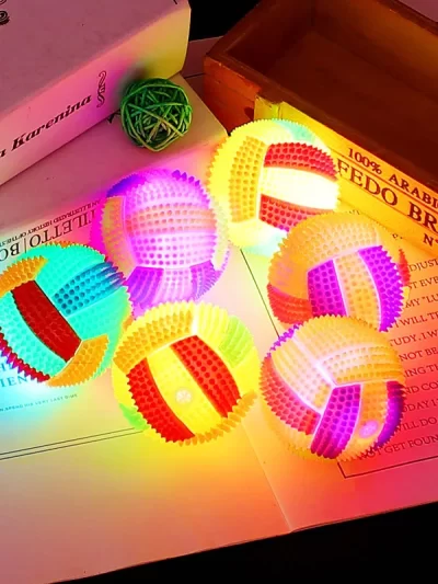 Glowing Ball Dog Toy Led Puppy Bouncy Chew Dog Ball Molar Toy Pet Color Light Ball Interactive Toys for Cats Small Dogs