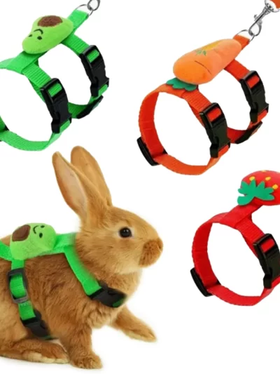 Rabbit Cat Harness and Leash Set Adjustable Pet Lead Leash for Small Animals Ferrets Piggies Hedgehogs Outdoor Walking