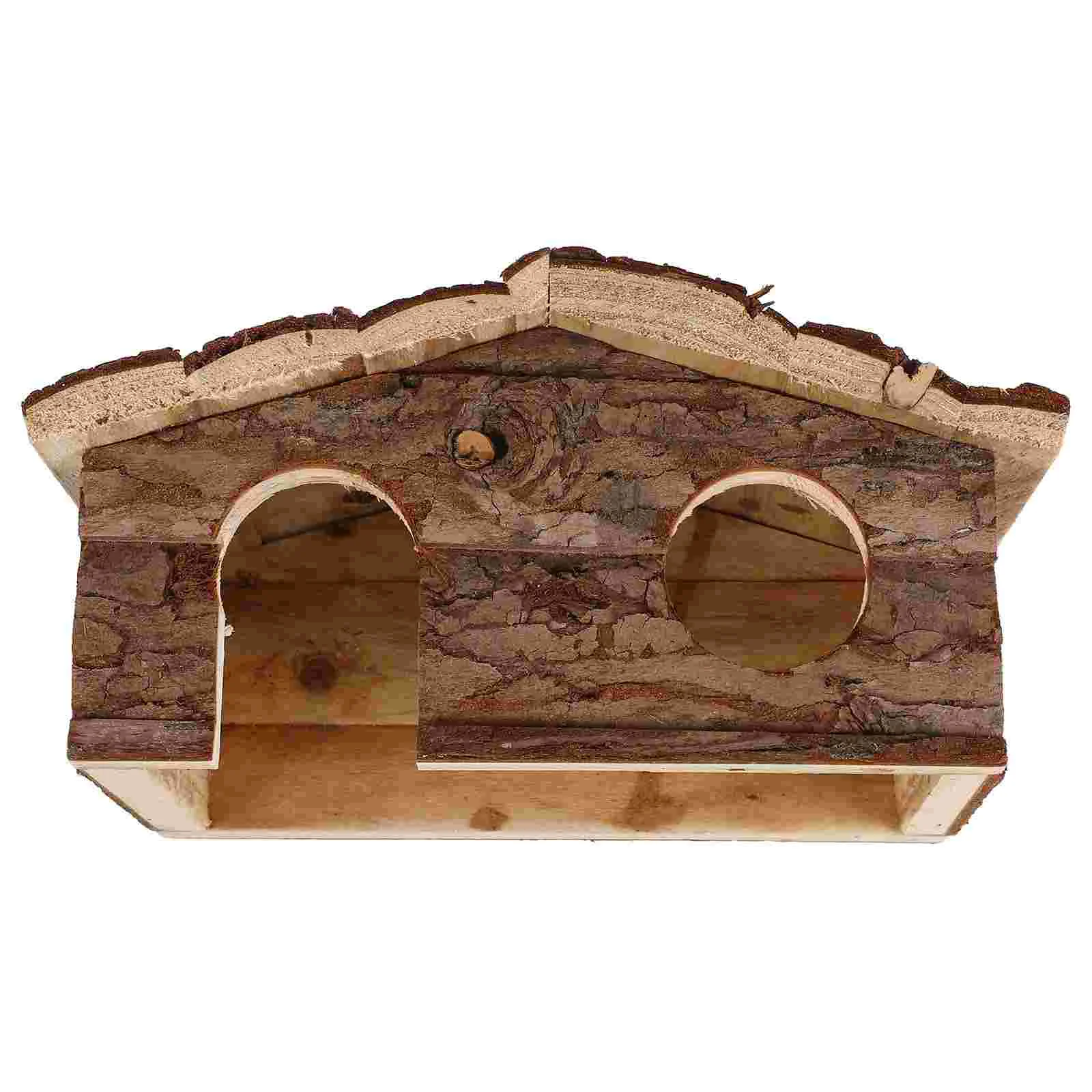 Wooden Small Animal Hut Hamster Wood House Guinea Pig Rest House Rat Cage Decor Mouse Habitat Pet Cabin Toys Cages Hideouts - Image 2