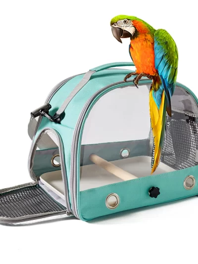 Portable Pet Bird Cage Parrot Nest Foldable Fashion Print Crossbody Hamster Bag Thick Transparent PVC Oxford Cloth Bird House