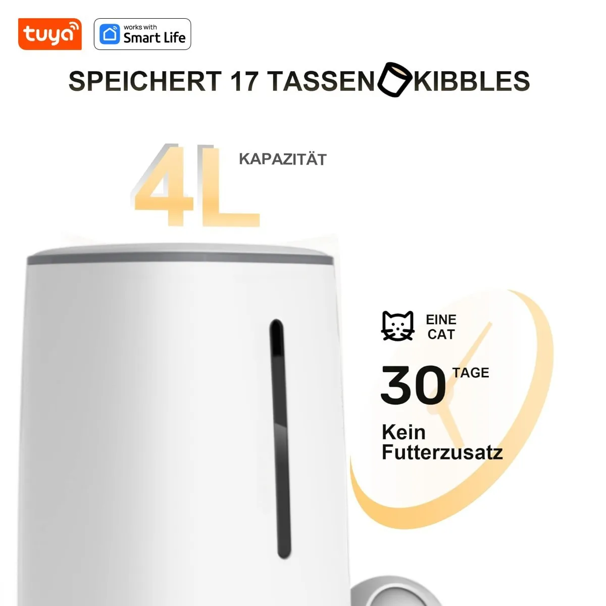 4L Automatic Pet Feeder for1/2Cats,WiFi Smart Feed Automatic Pet Feeder for Cats& Dogs,Timed Pet Food Dispenser with APP Control - Image 2