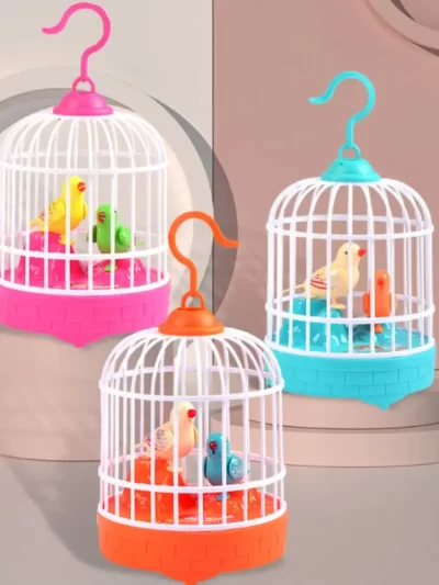 Sound Control Electric Bird Cage Toy Parrot Cage Educational Talking Electric Bird Luminous Funny Toy Simulation Bird Cage