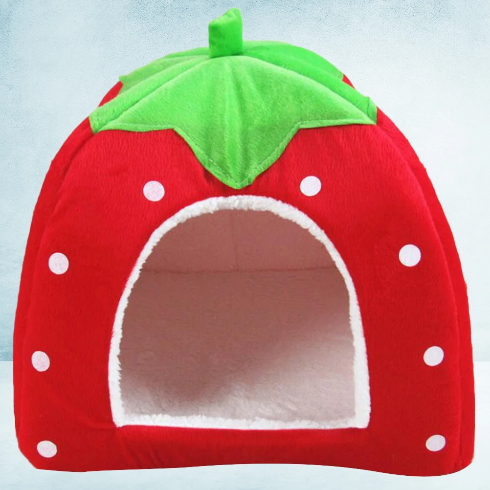 Foldable Pet House Strawberry Cat Bed Portable Entrance Pet Puppy Cave Sofa Cat Tent Sleeping Bed for Cats Dog - Image 2