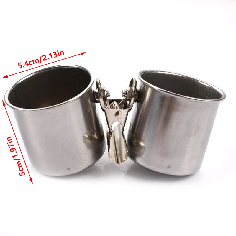 Stainless Steel Birds Parrot Feeder Round Aviary Pet Food Water Feeding Bowl - Image 8