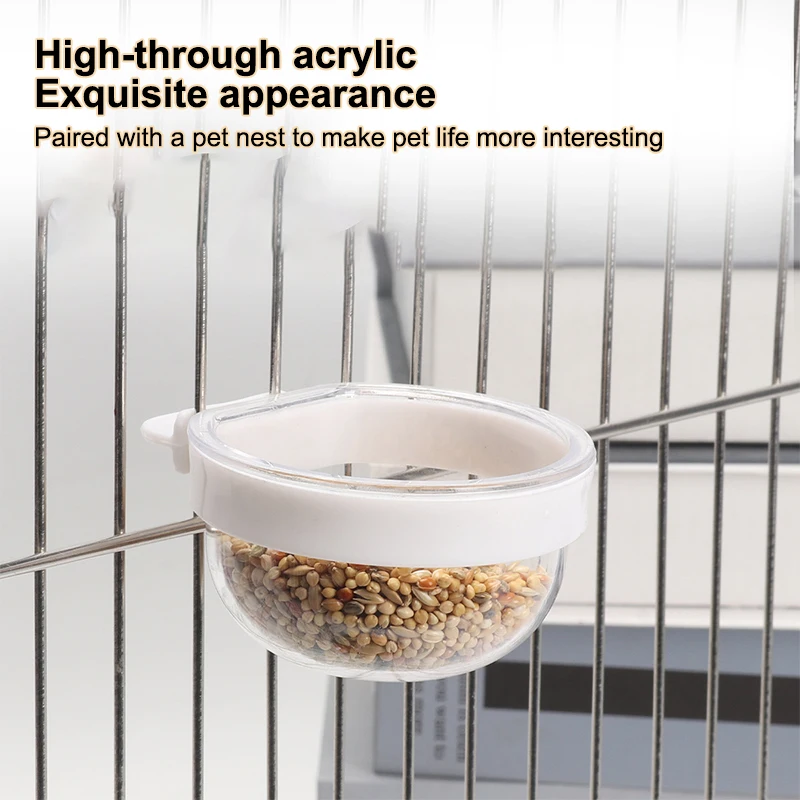 Bird Feeding Bowl Detachable Transparent Plastics Bowl Food Cup For Cage Convenient Hanging Parrots Water Feeder Pet Supplies