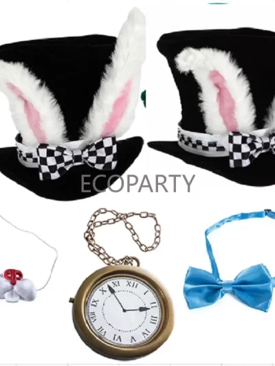 Rabbit Costume Mr. Rabbit White Rabbit Hat Cosplay Props Accessories 5-piece Set Accessories Set Ecoparty disfraz hombre