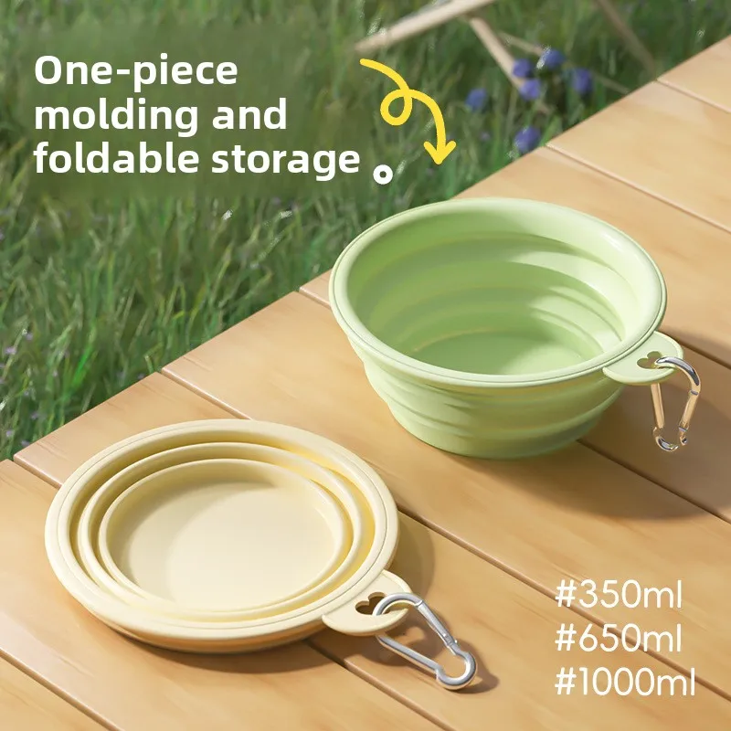 Collapsible Pet Silicone Bowls Portable Dog Cat Food Water Bowl Outdoor Camping Travel Folding Supplies Dishes with Carabiner - Image 4