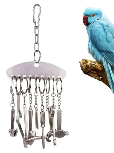 Bird Cage Toys For Parrots Stainless Steel Parrot Cage Tools Toys Interactive Exploring Educational Game Boredom Relief Bird