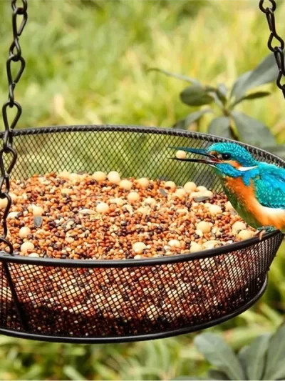 1 Piece Hanging Bird Feeder 7.5 INCH Metal Mesh Platform Feeders Dish Metal Mesh Seed Tray Wild Bird Feeder Tray-AT64
